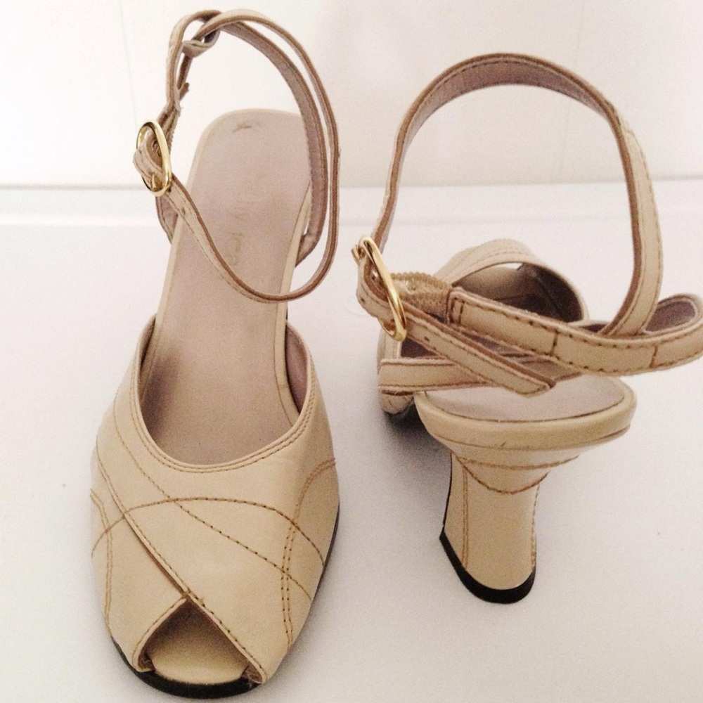 Cathy Jean Beige/Tan Leather High Heels